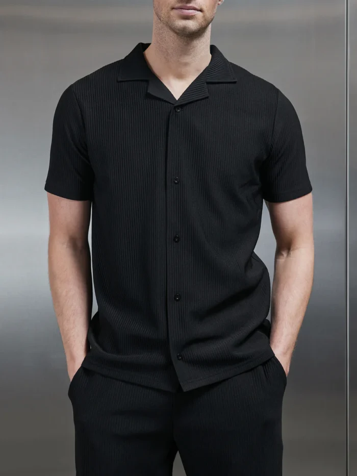Korean Cherry Shirt & Pant Combo Set(Black) - Image 2