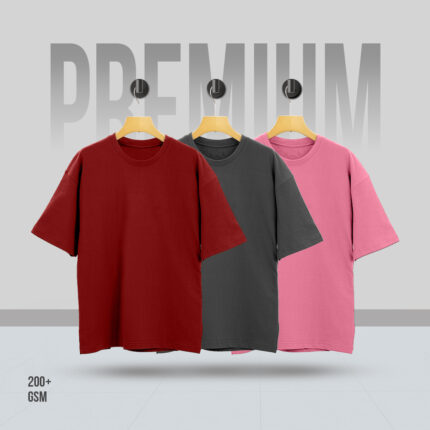 3Pcs Combo Mens Premium Drop Shoulder T-Shirt