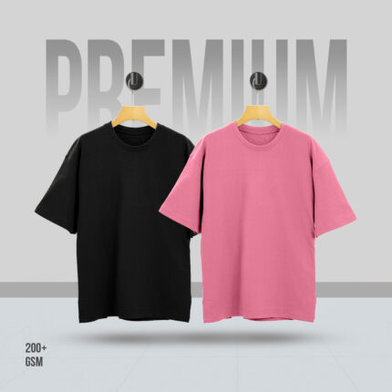 2Pcs Combo Mens Premium Drop Shoulder T-Shirt