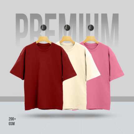 3Pcs Combo Mens Premium Drop Shoulder T-Shirt