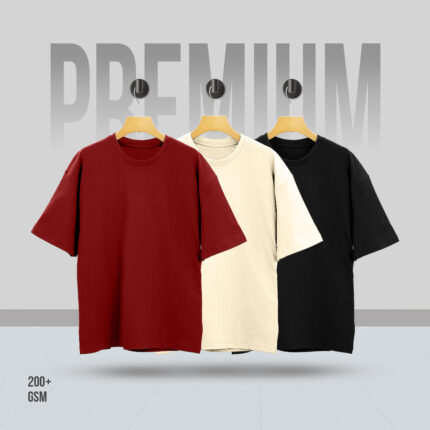 3Pcs Combo Mens Premium Drop Shoulder T-Shirt