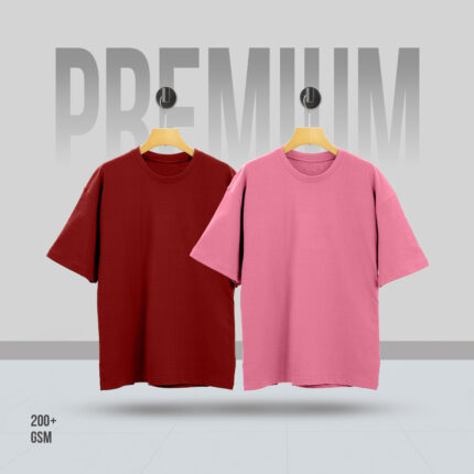 2Pcs Combo Mens Premium Drop Shoulder T-Shirt