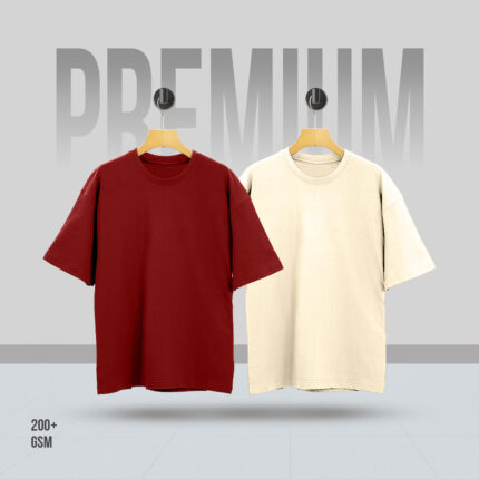 2Pcs Combo Mens Premium Drop Shoulder T-Shirt