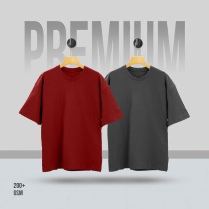 2Pcs Combo Mens Premium Drop Shoulder T-Shirt