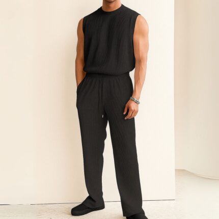Premium Cotton Sleeveless Co-Ord Set – Black