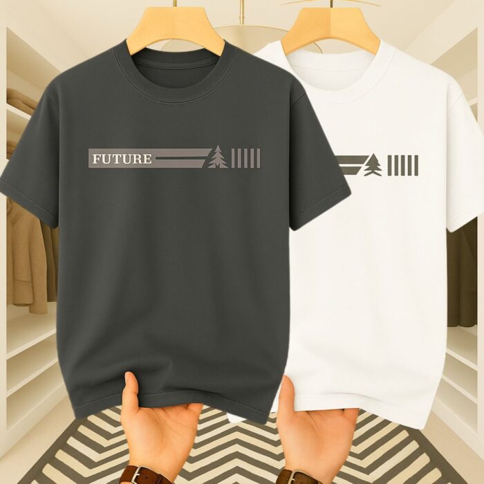 2 Pics Men’s Premium Drop Shoulder(White,Gray)