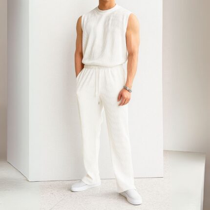 Premium Cotton Sleeveless Co-Ord Set – White