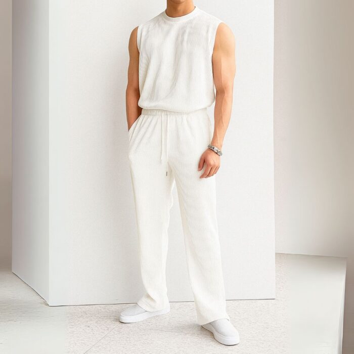 Premium Cotton Sleeveless Co-Ord Set – White