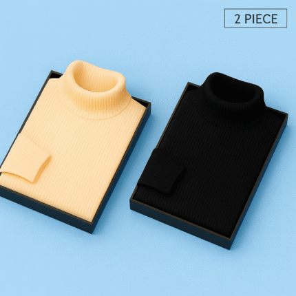2 Pics Mens Premium Winter High Neck(Black,Black)