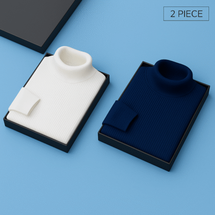 2 Pics Mens Premium Winter High Neck(White,Blue)