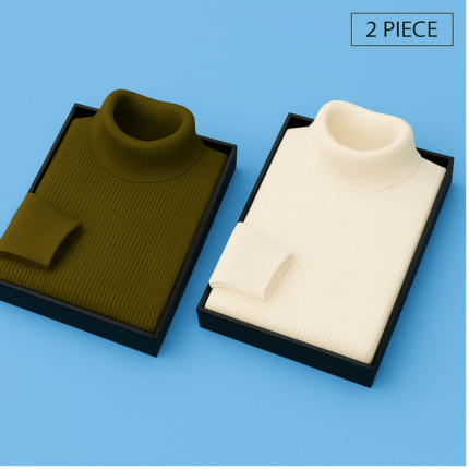 2 Pics Mens Premium Winter High Neck(Olive,White)