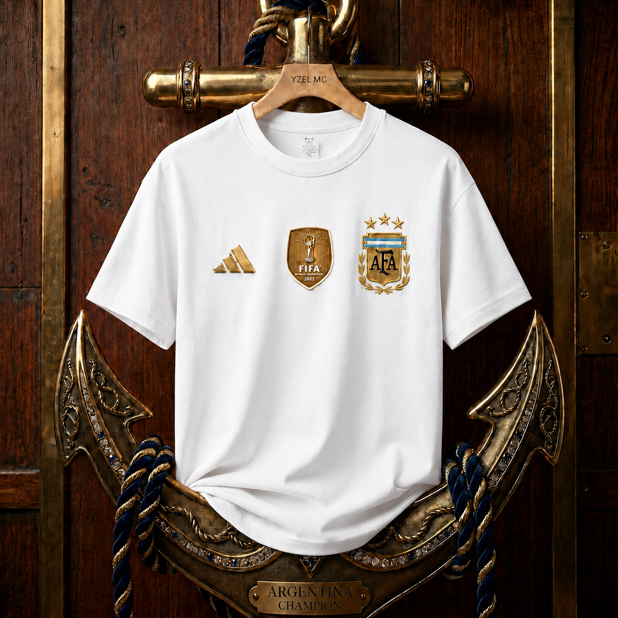 Argentina Premium Drop Shoulder T-Shirt-White