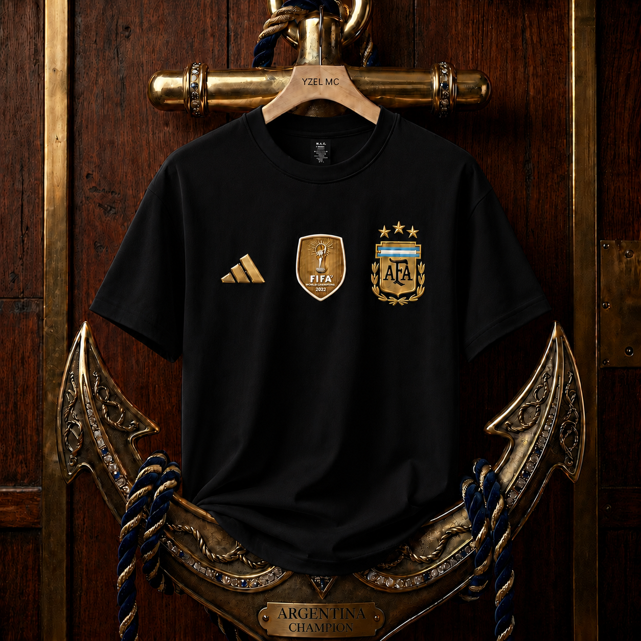 Argentina Premium Drop Shoulder T-Shirt-Black