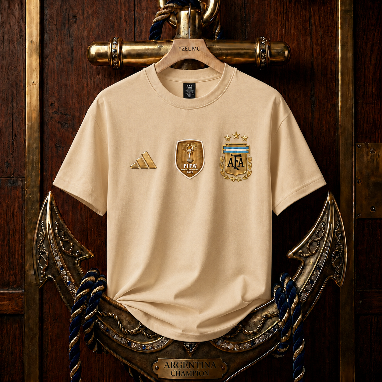 Argentina Premium Drop Shoulder T-Shirt-Cream