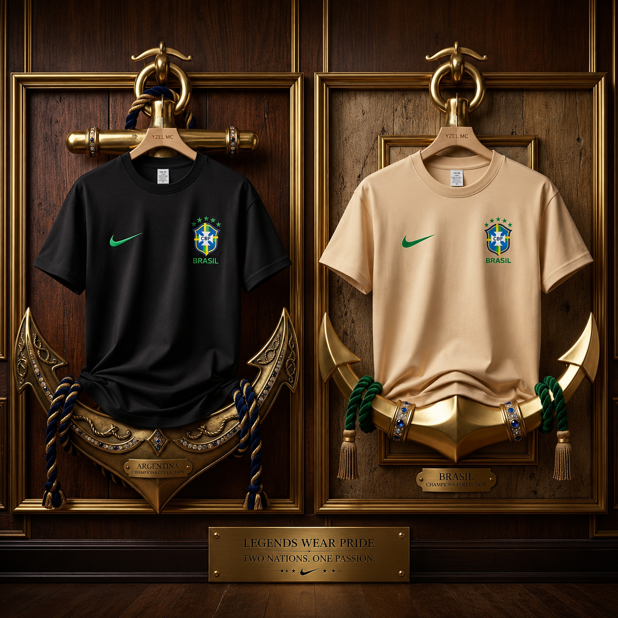 2 Pics Brasil Premium Drop Shoulder T-Shirt-Black,Cream