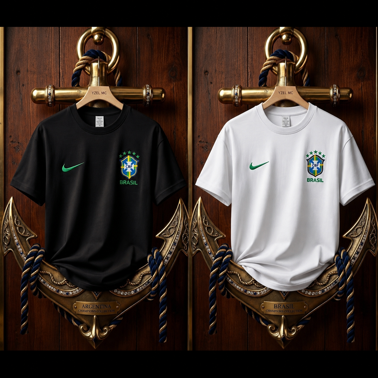 2 Pics Brasil Premium Drop Shoulder T-Shirt-Black,White