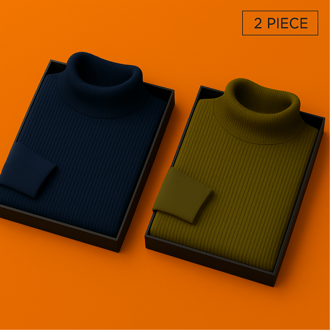 Mens Premium Winter High Neck(2 Pics)-Blue,Olive